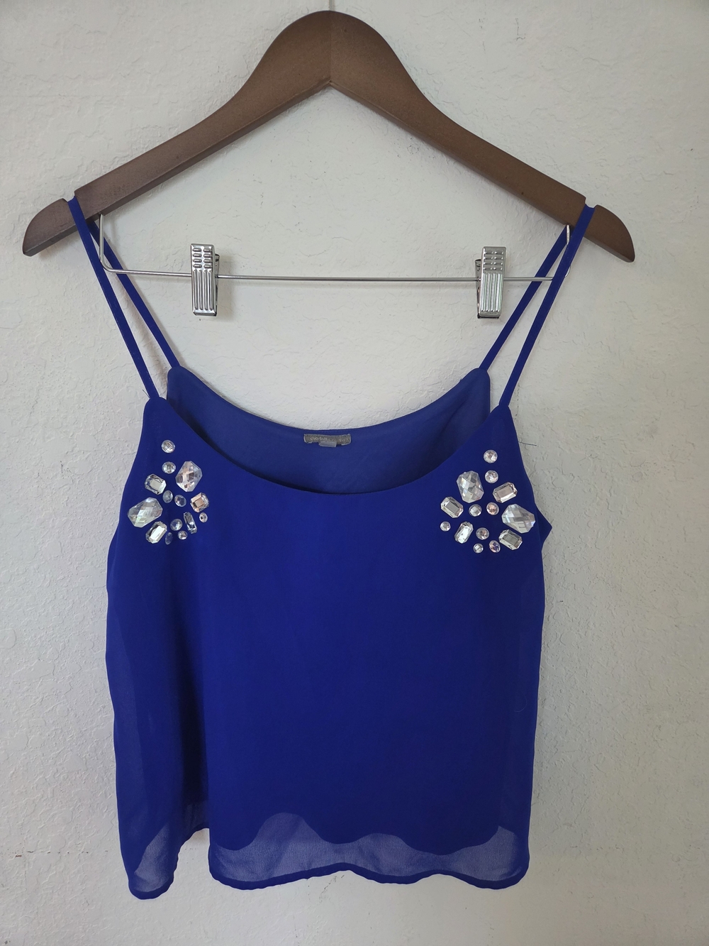 Charlotte Russe Royal Blue Rhinestone Gem Embellished Cami Tank Top XL Y2K